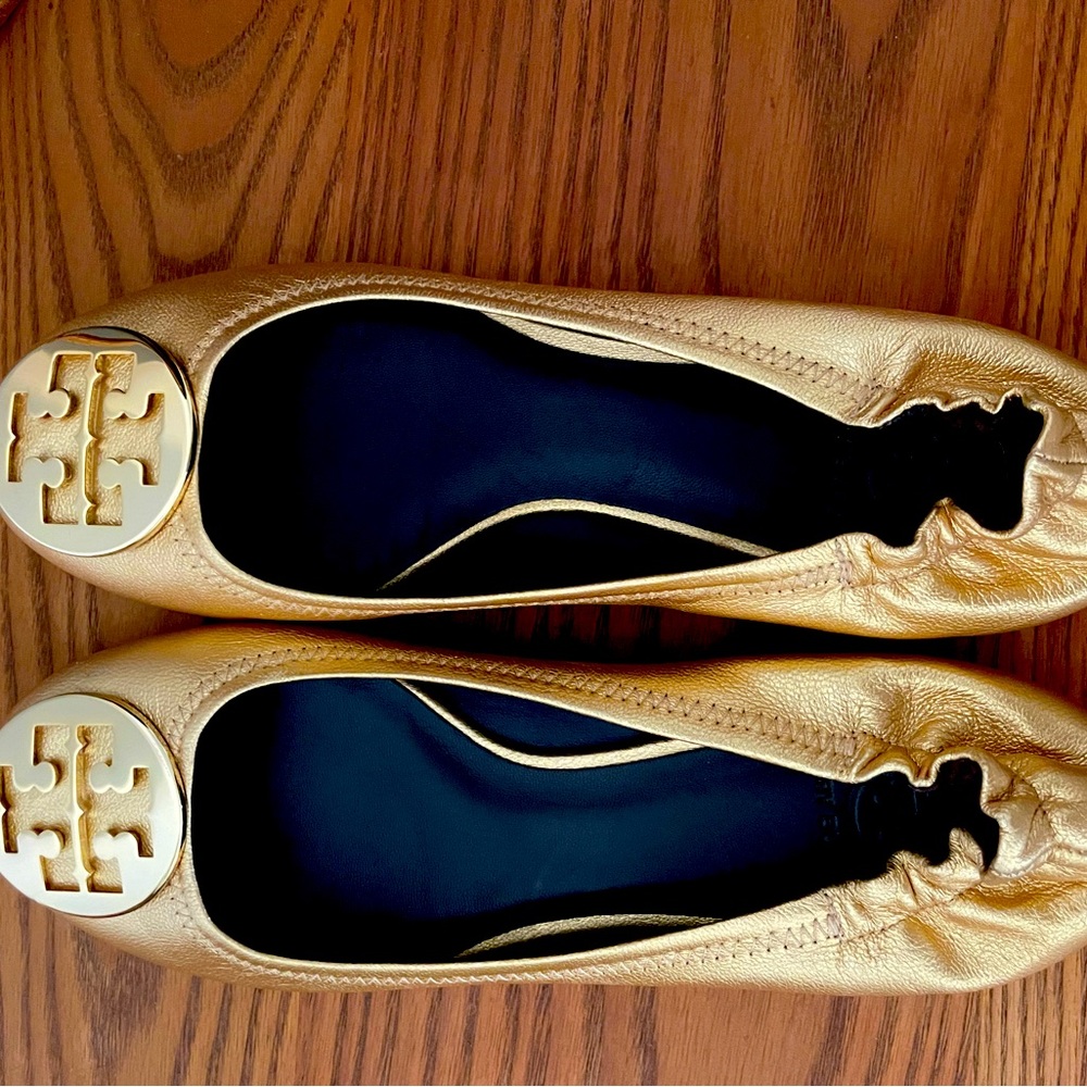 Tory Burch Gold Ballet Flats